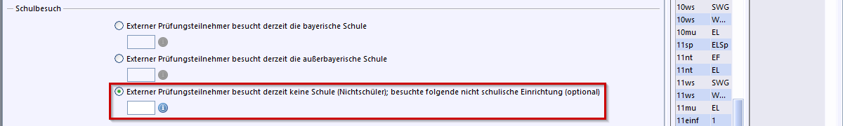 Modul Schüler auf dem Reiter Grunddaten - Erfassung als Nichtschülerin bzw. Nichtschüler